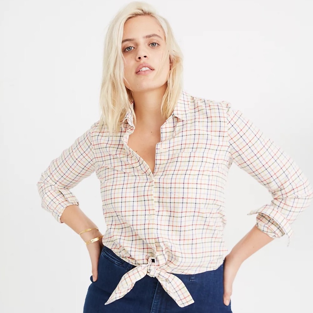 Madewell Tie-front Shirt in Rainbow